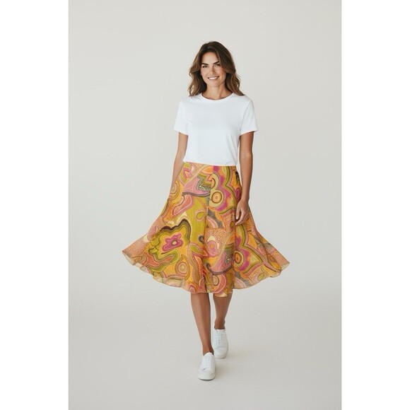 Vtg Dana Buchman Silk 2 Piece Poncho & Skirt Set Italian Fabric Colorful Sz 12/L - Picture 5 of 16